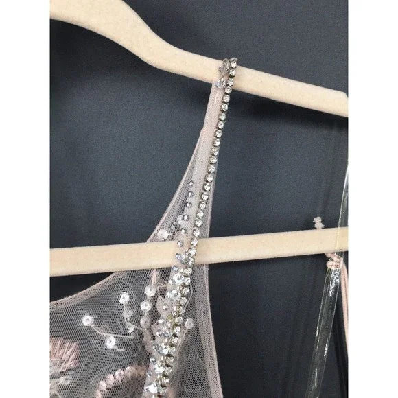 NWT Modessa Couture Light Pink Silver Beaded Ombré Illusion Gown Size 6 Prom - Picture 8 of 13